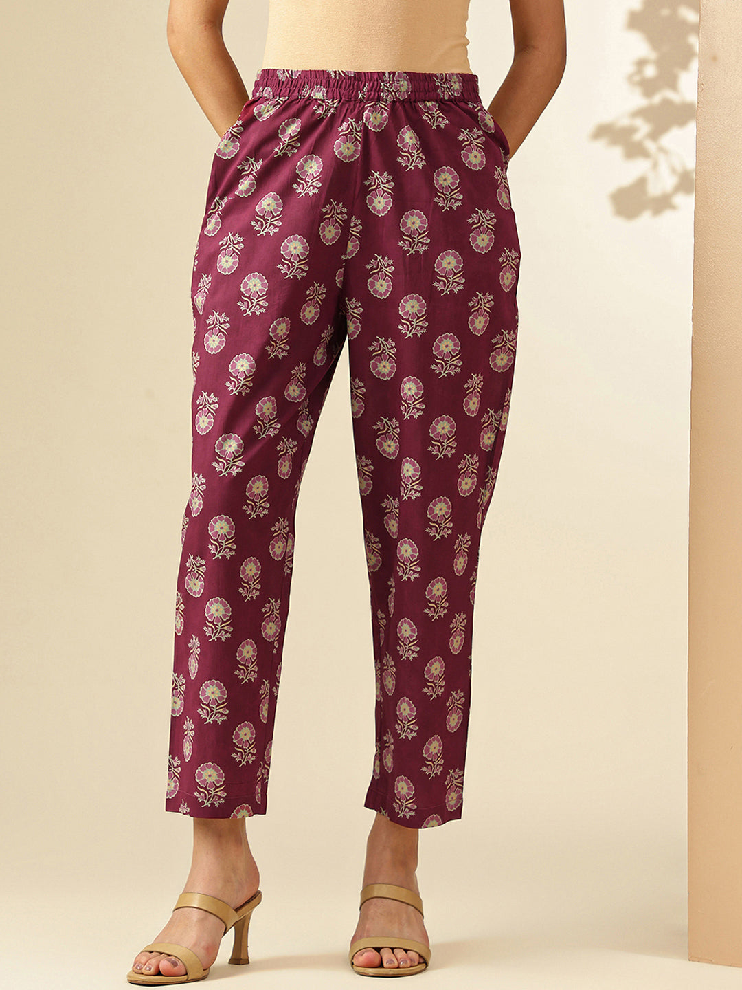 Floral Embroidered Straight Pure Cotton Kurta & Trousers Sets