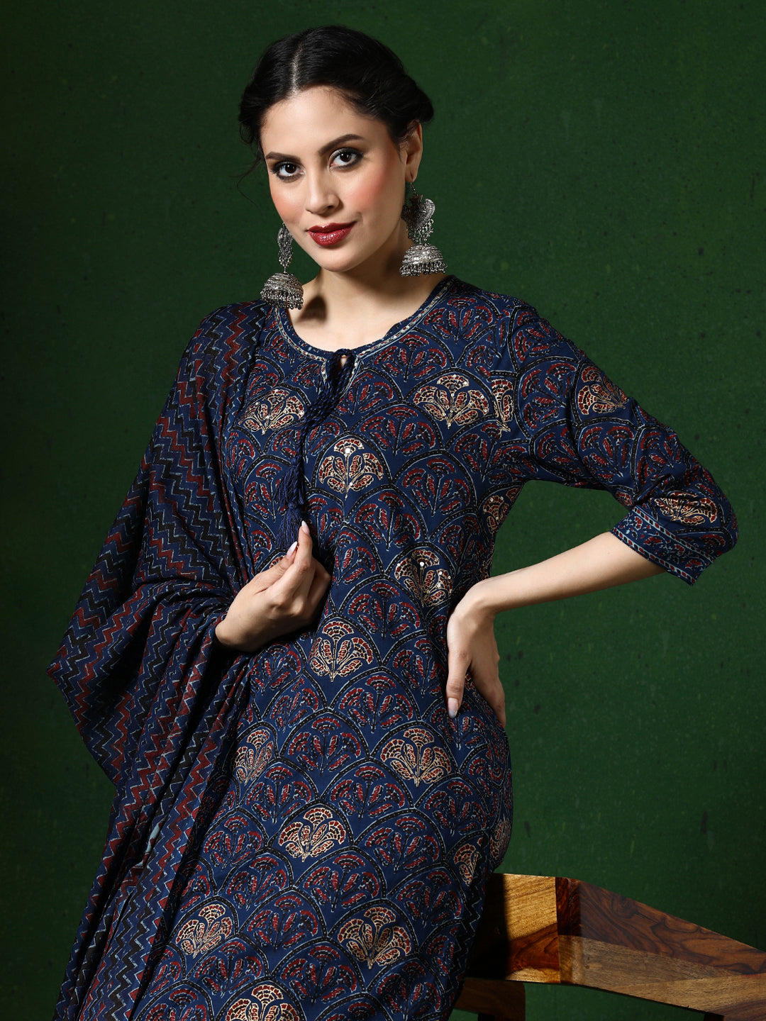 Floral Embroidered Straight Pure Cotton Kurta & Salwar Sets