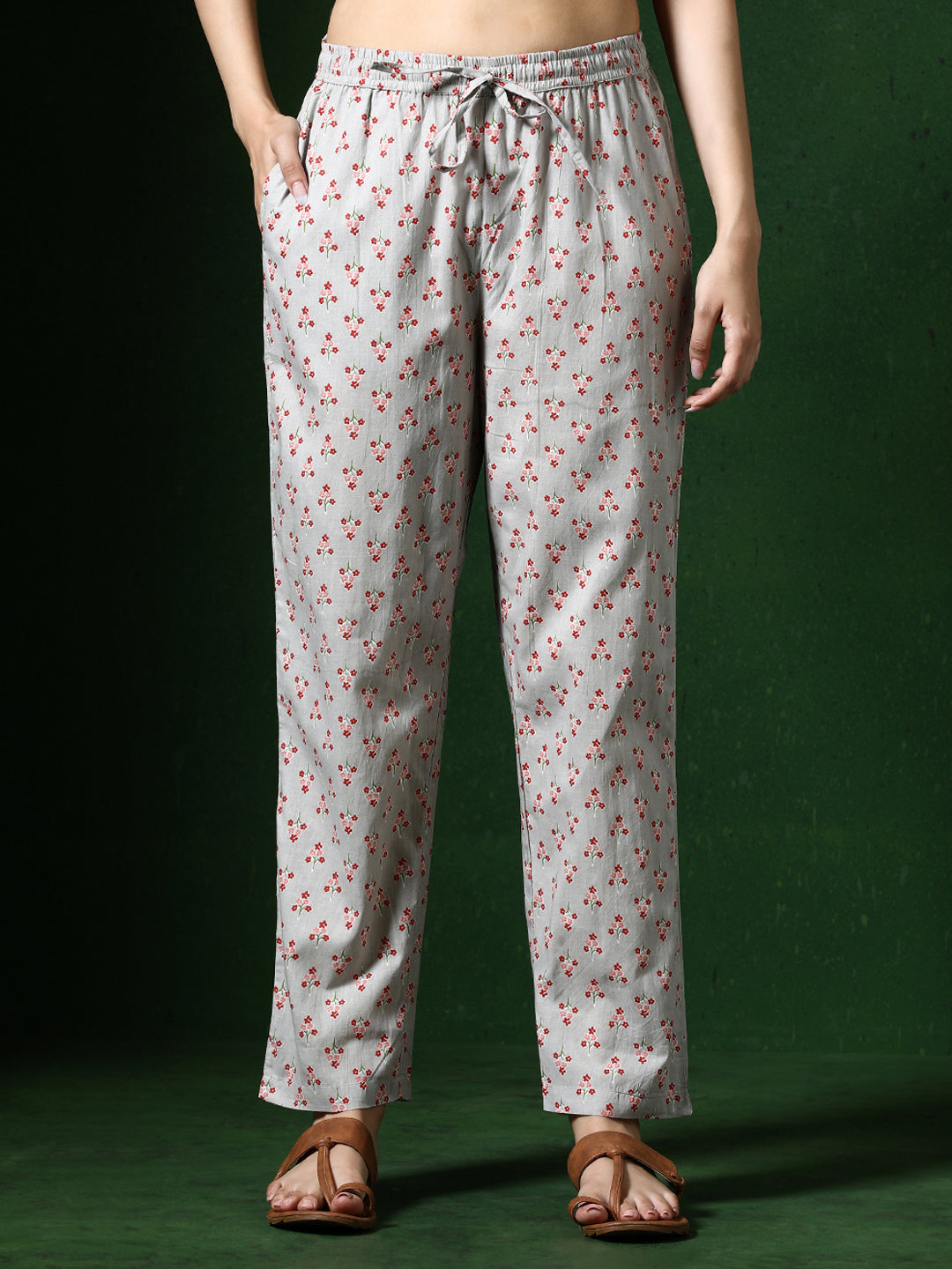 Floral Embroidered Straight Pure Cotton Kurta & Trousers Sets