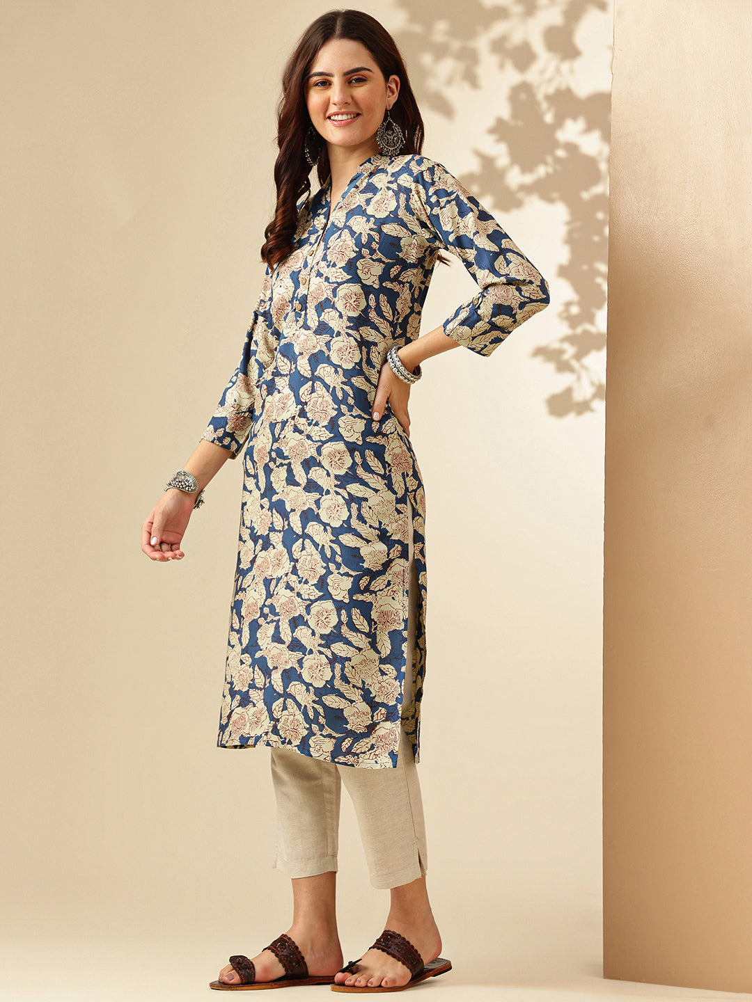 Floral Printed Straight Floral Kurta