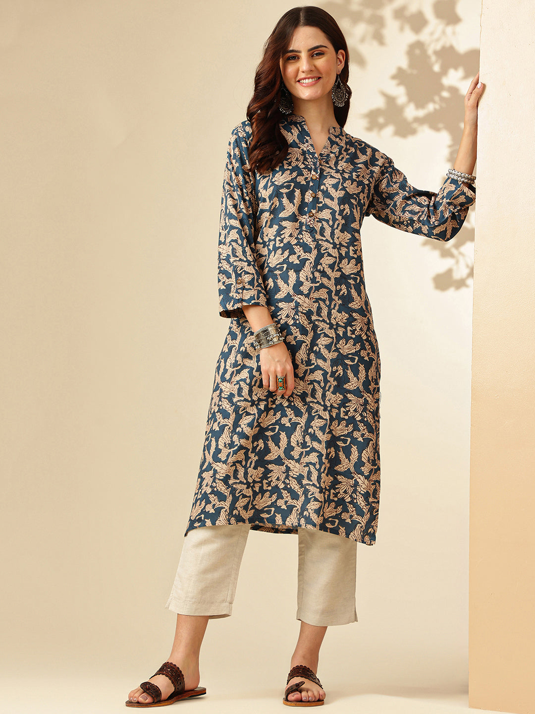 Floral Printed Straight Floral Kurta