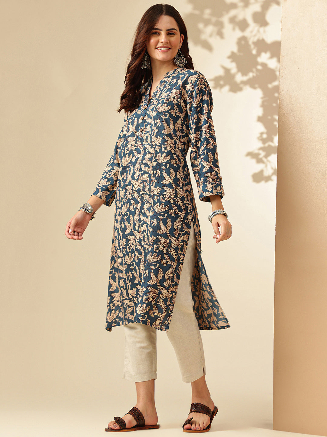 Floral Printed Straight Floral Kurta
