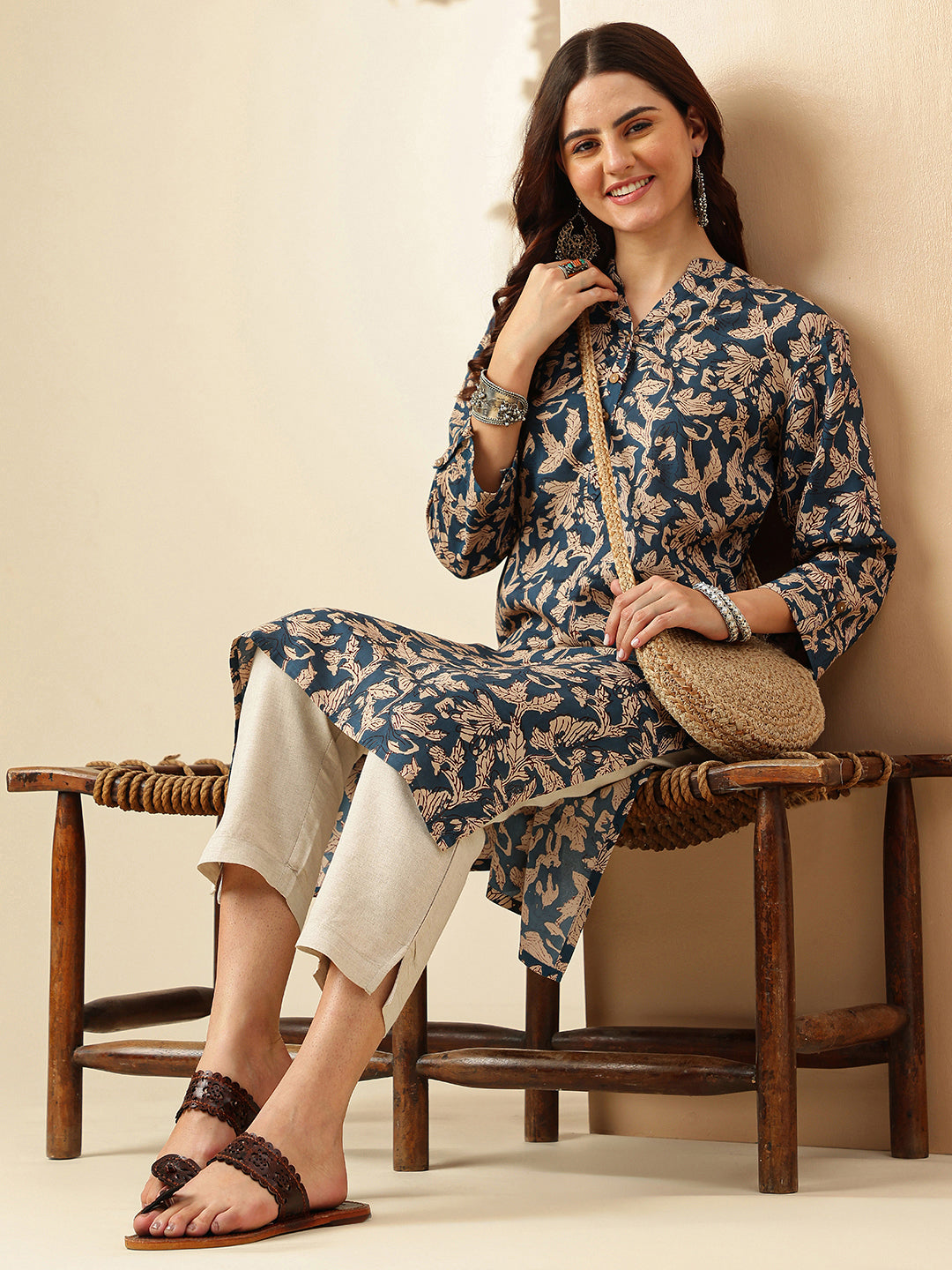 Floral Printed Straight Floral Kurta