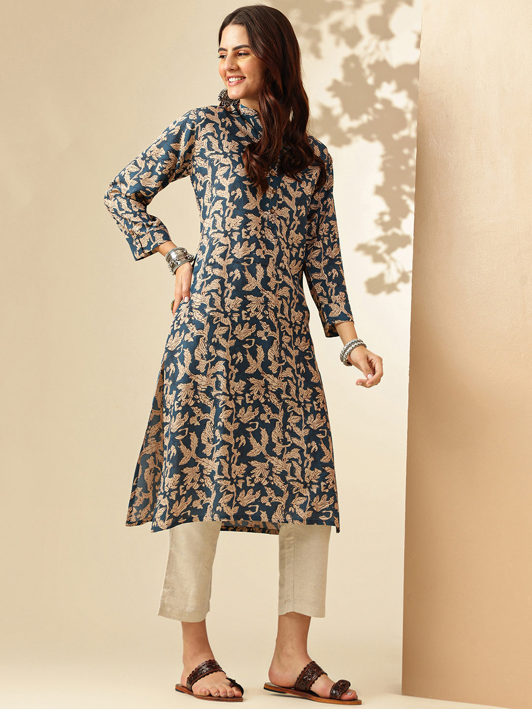 Floral Printed Straight Floral Kurta