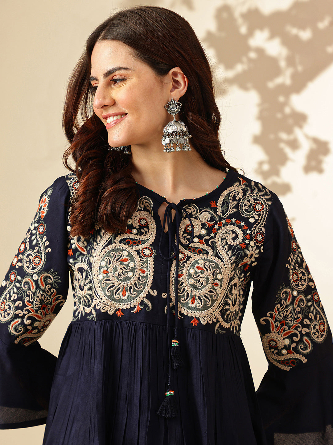 Floral Embroidered A-Line Floral Short Kurti