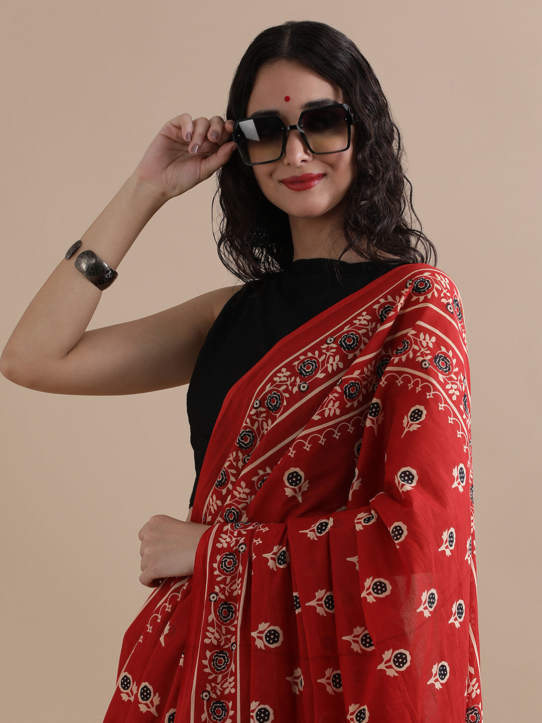 Ready To Wear Mulmul Cotton Floral Printed Saree with Unstiched Blouse