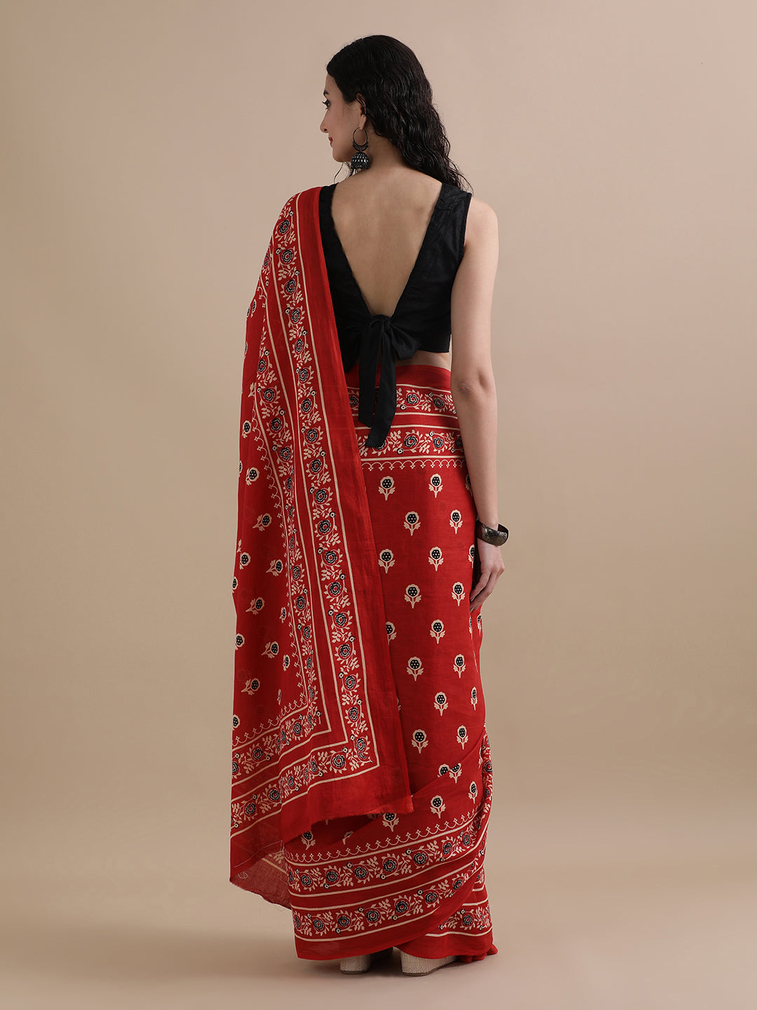 Ready To Wear Mulmul Cotton Floral Printed Saree with Unstiched Blouse