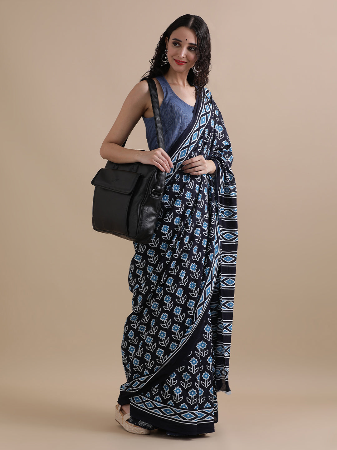 Ready To Wear Mulmul Cotton Floral Printed Saree with Unstiched Blouse