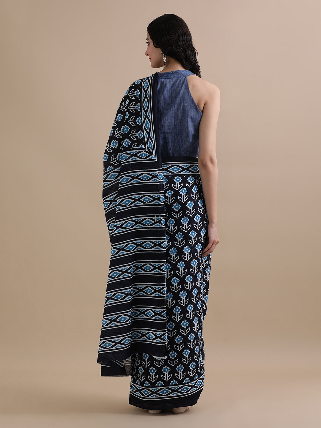 Ready To Wear Mulmul Cotton Floral Printed Saree with Unstiched Blouse