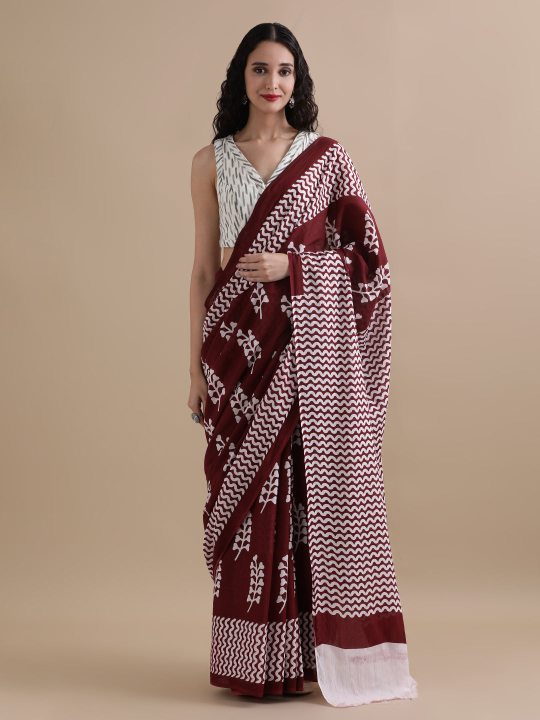 Ready To Wear Mulmul Cotton Floral Printed Saree with Unstiched Blouse