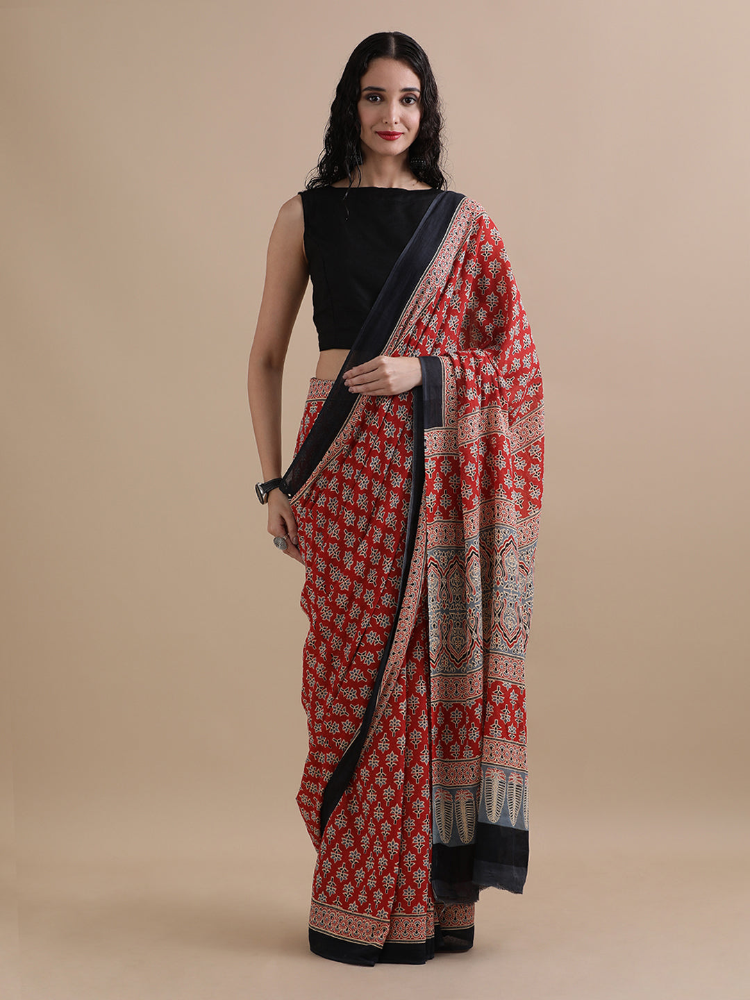 Ready To Wear Mulmul Cotton Floral Printed Saree with Unstiched Blouse