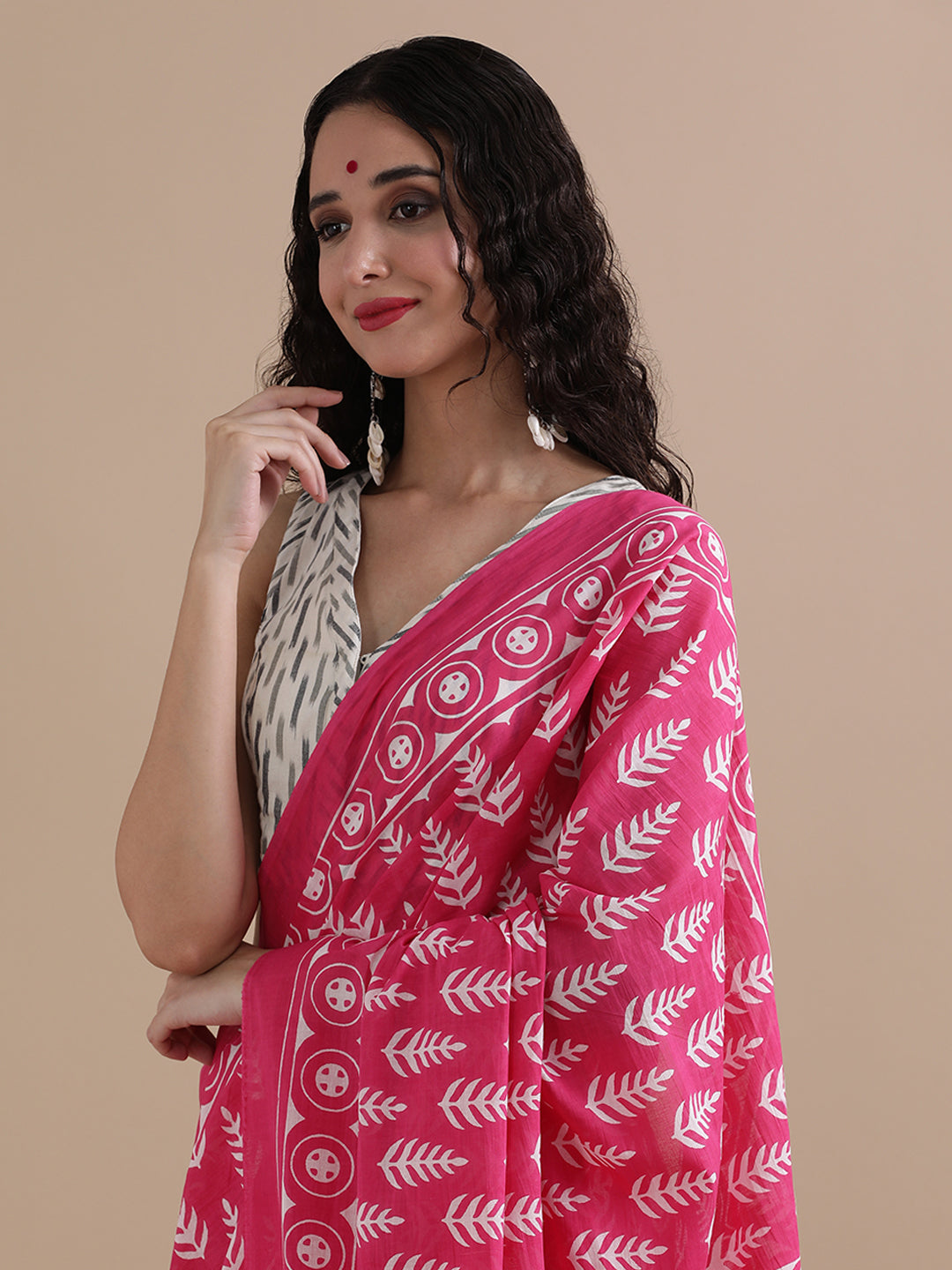 Ready To Wear Mulmul Cotton Floral Printed Saree with Unstiched Blouse