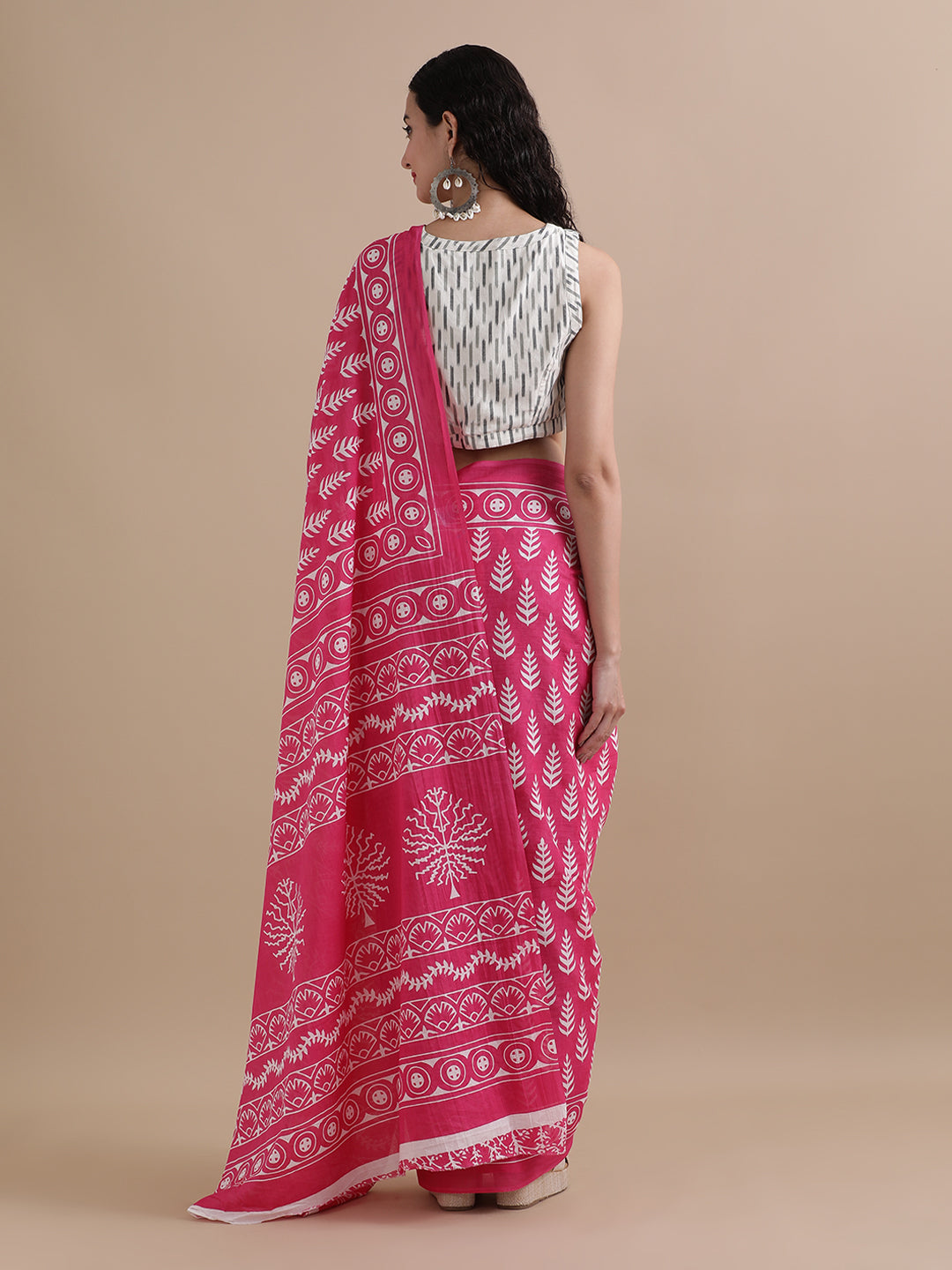Ready To Wear Mulmul Cotton Floral Printed Saree with Unstiched Blouse