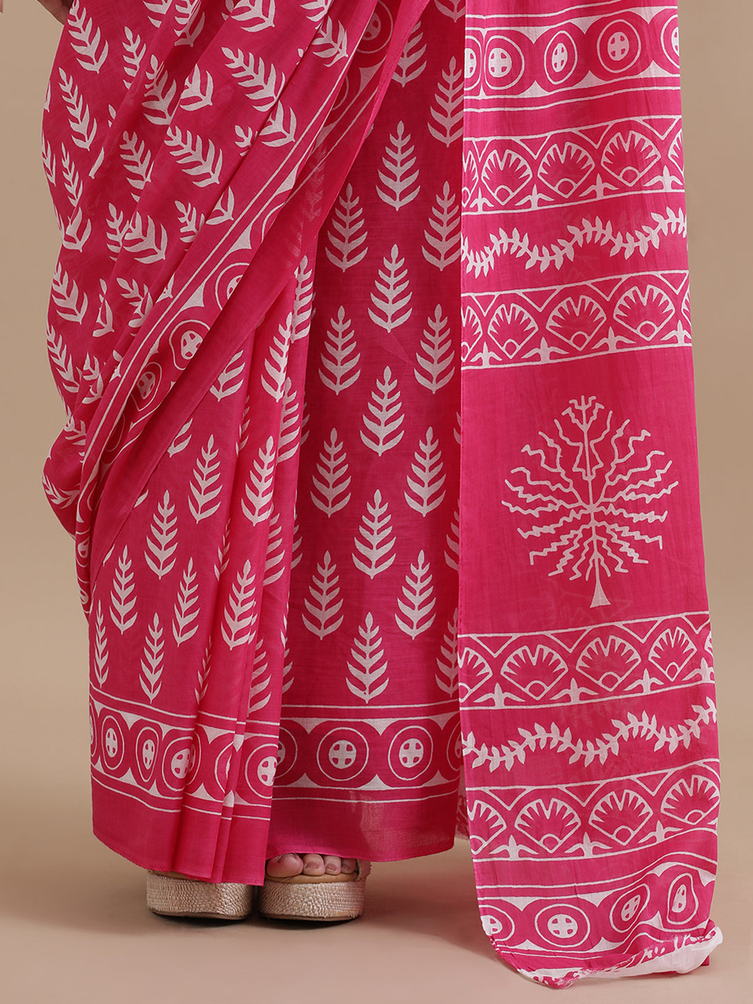 Ready To Wear Mulmul Cotton Floral Printed Saree with Unstiched Blouse