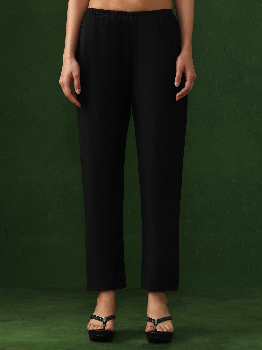 Floral Embroidered A-Line Satin Kurta & Trousers Sets