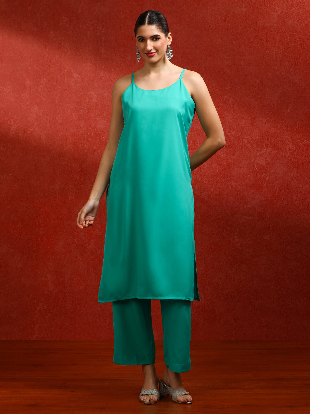 Floral Embroidered A-Line Kurta & Trousers Sets