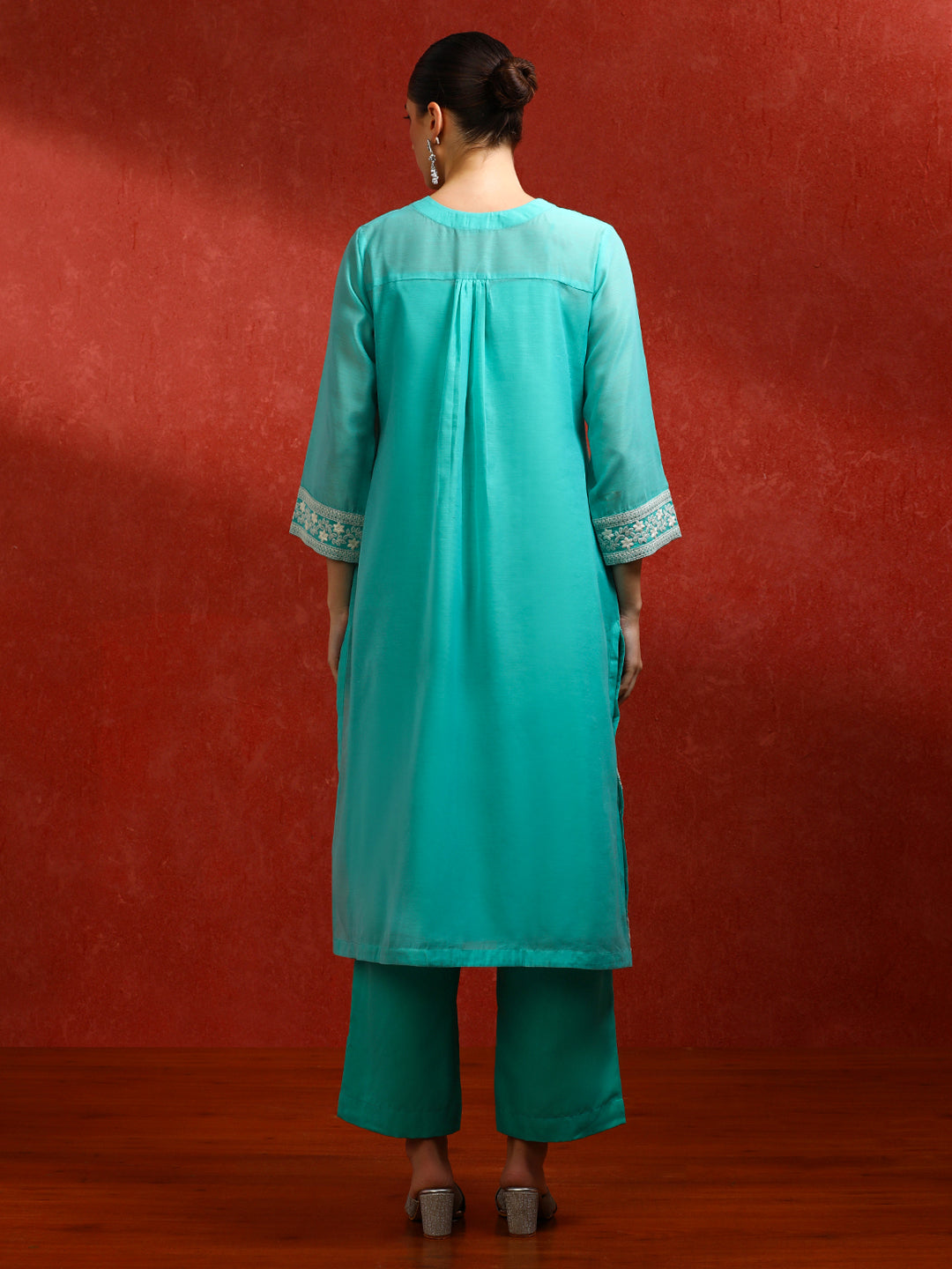 Floral Embroidered A-Line Kurta & Trousers Sets