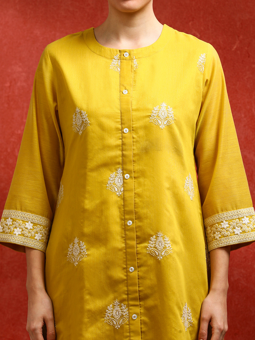 Floral Embroidered A-Line Kurta & Trousers Sets