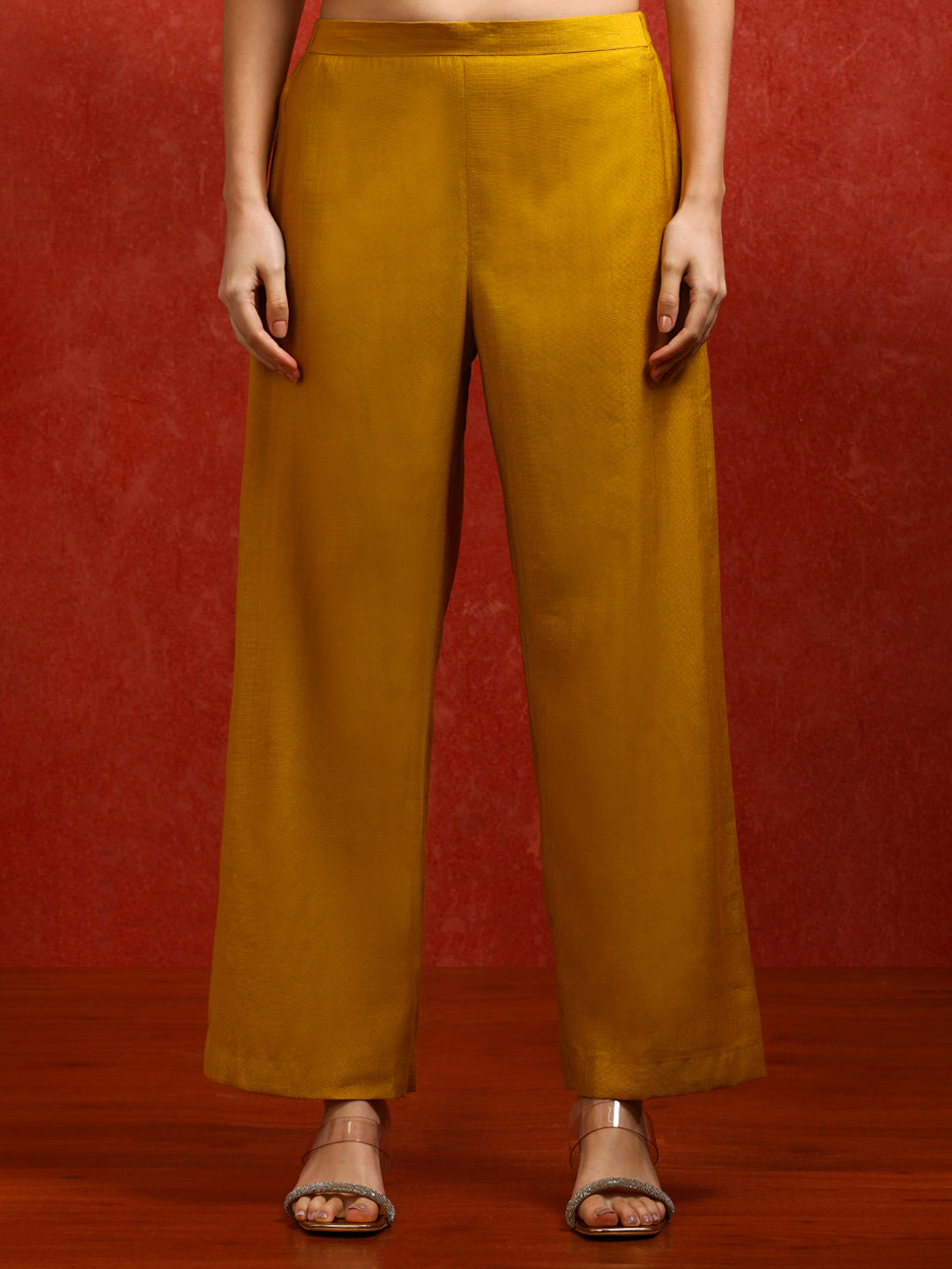 Solid Embroidered A-Line Kurta & Trousers Sets