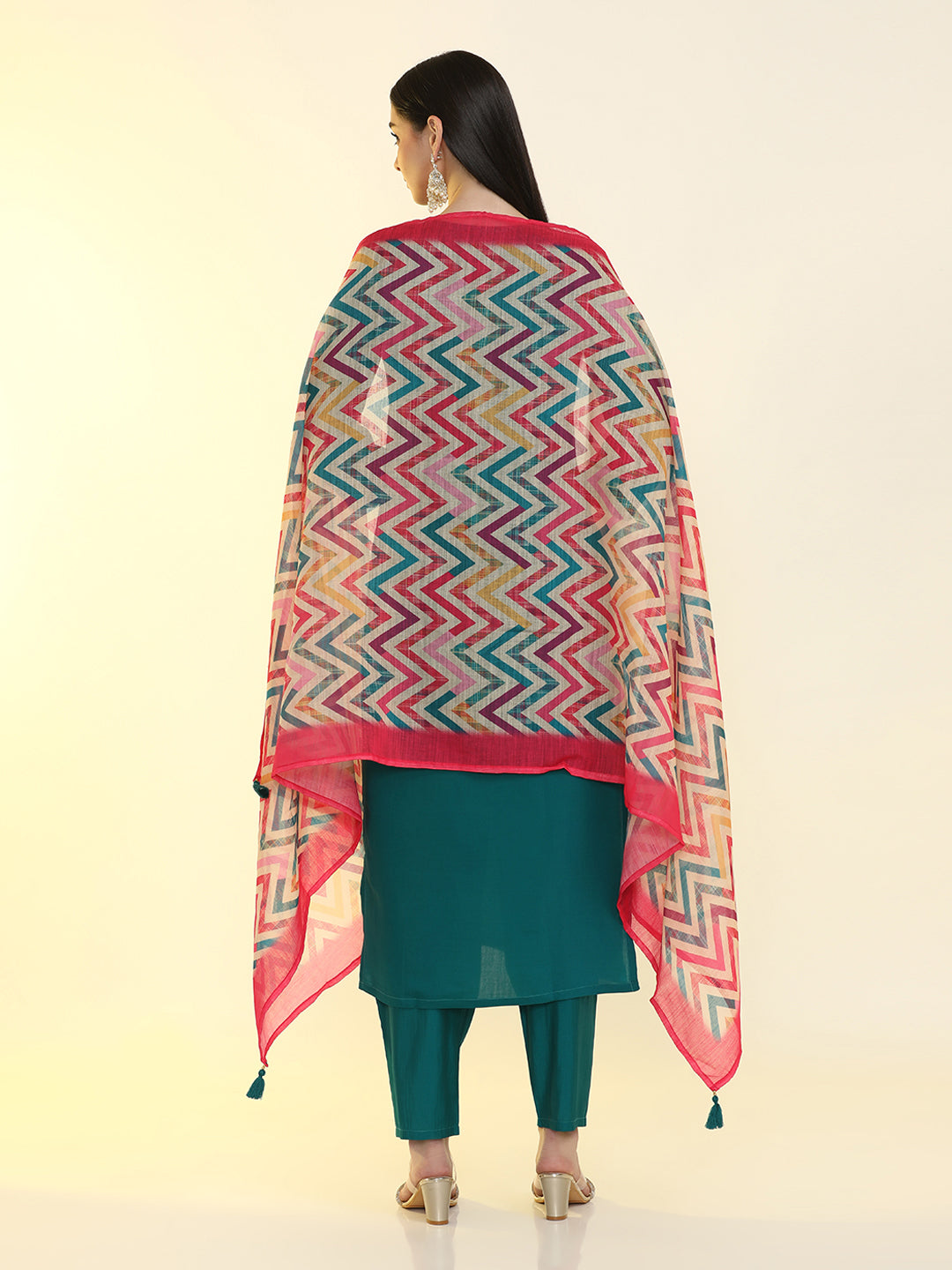 Solid Embroidered Straight Kurta & Trousers Sets