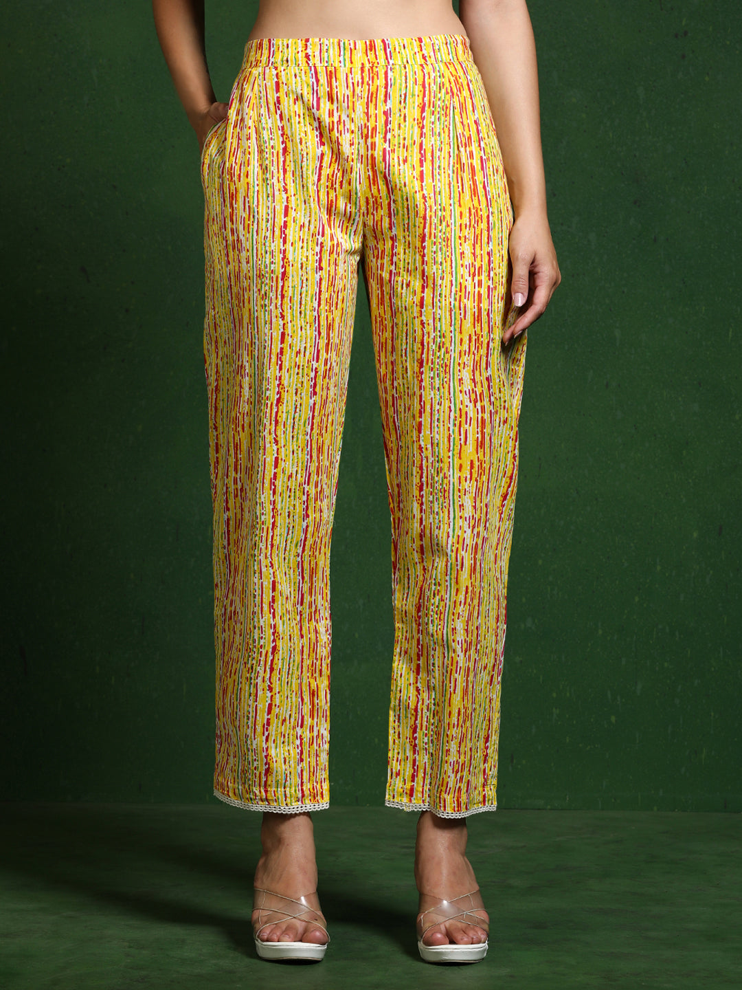 Floral Embroidered A-Line Pure Cotton Kurta & Trousers Sets