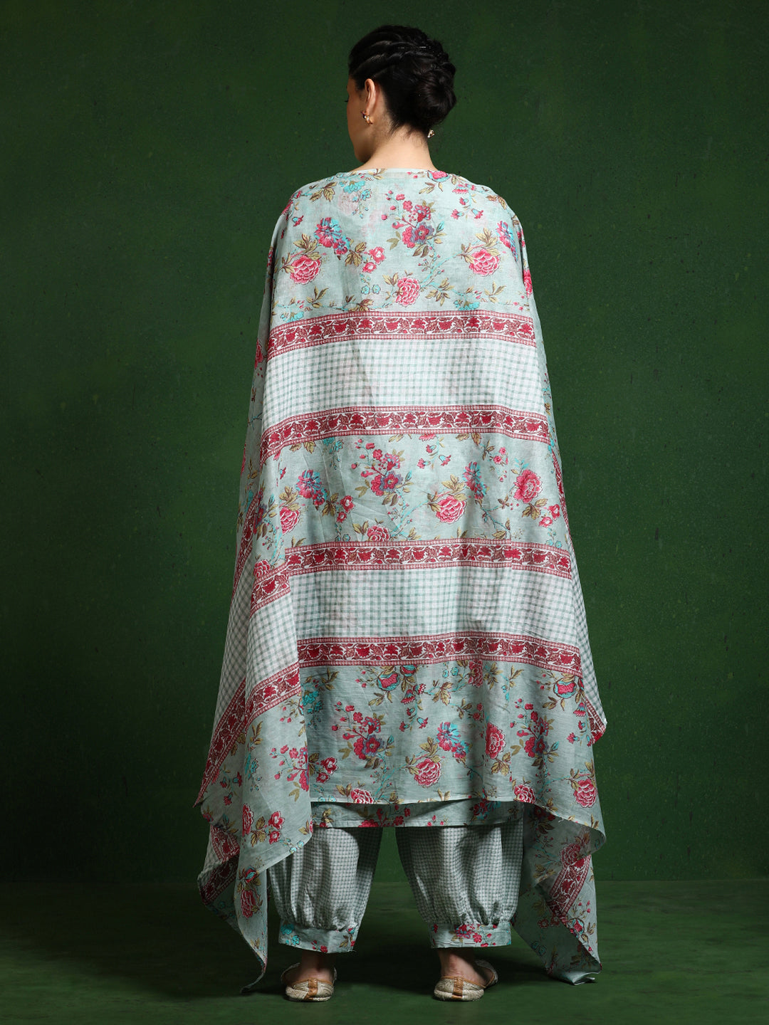 Floral Embroidered A-Line Pure Cotton Kurta & Patiala Sets