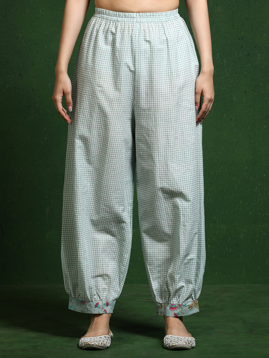 Floral Embroidered A-Line Pure Cotton Kurta & Patiala Sets