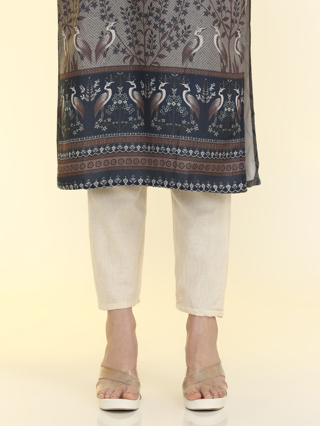 Floral Printed Straight Sleeveless Kurta