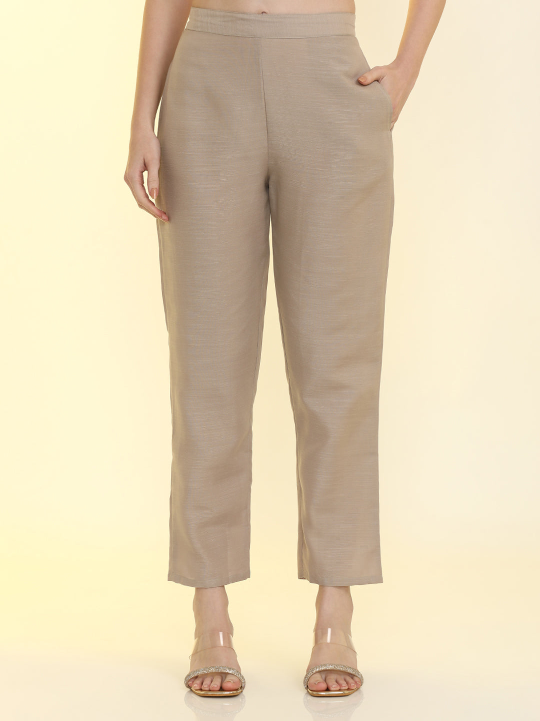 Floral Embroidered Cotton Blend Straight Kurta & Trousers Sets