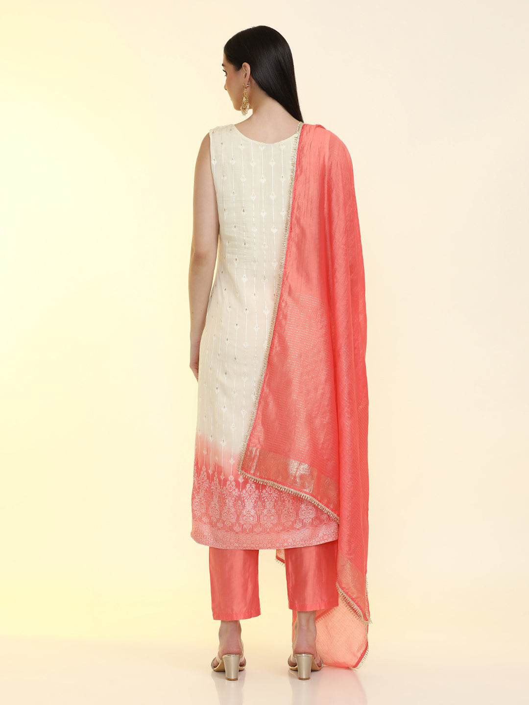 Floral Embroidered Silk Blend Straight Kurta & Trousers Sets