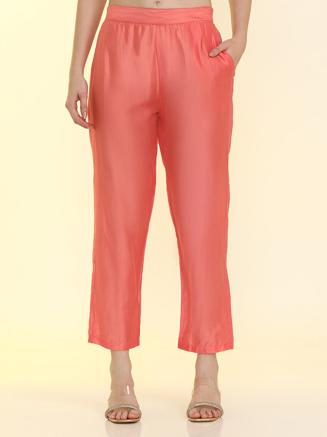 Floral Embroidered Silk Blend Straight Kurta & Trousers Sets