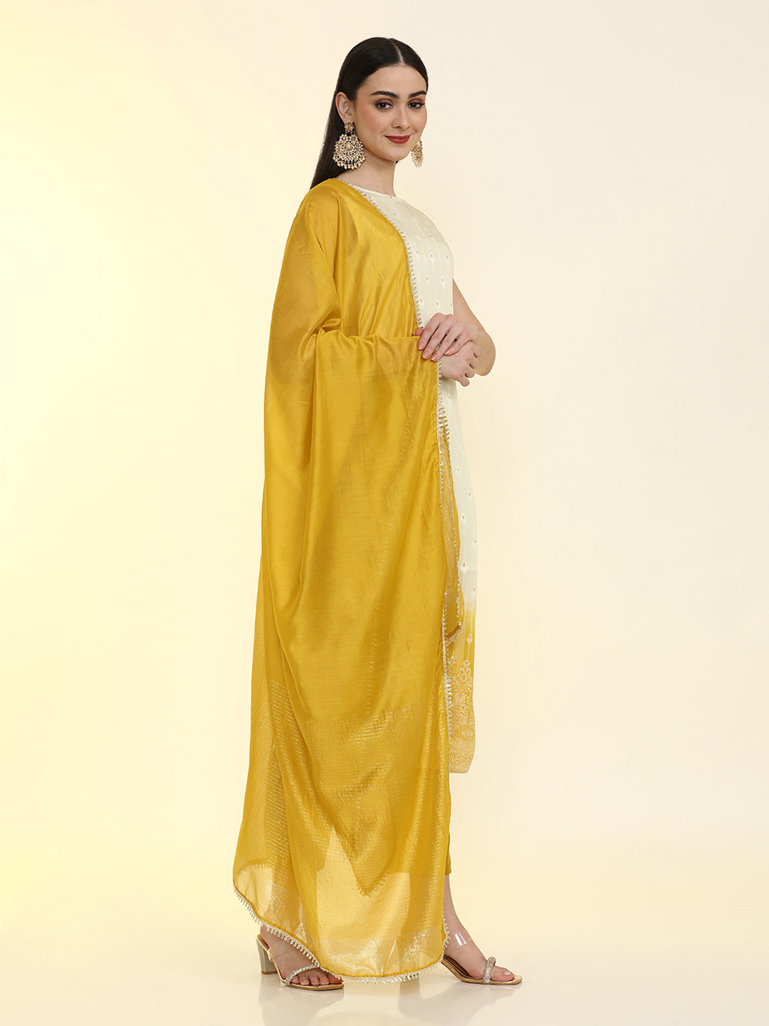 Floral Embroidered Silk Blend Straight Kurta & Trousers Sets