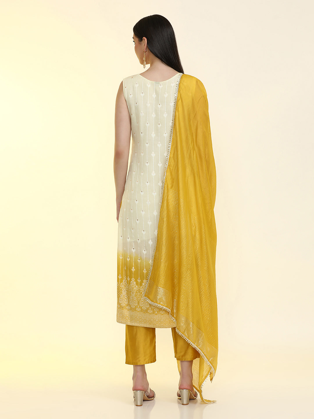 Floral Embroidered Silk Blend Straight Kurta & Trousers Sets