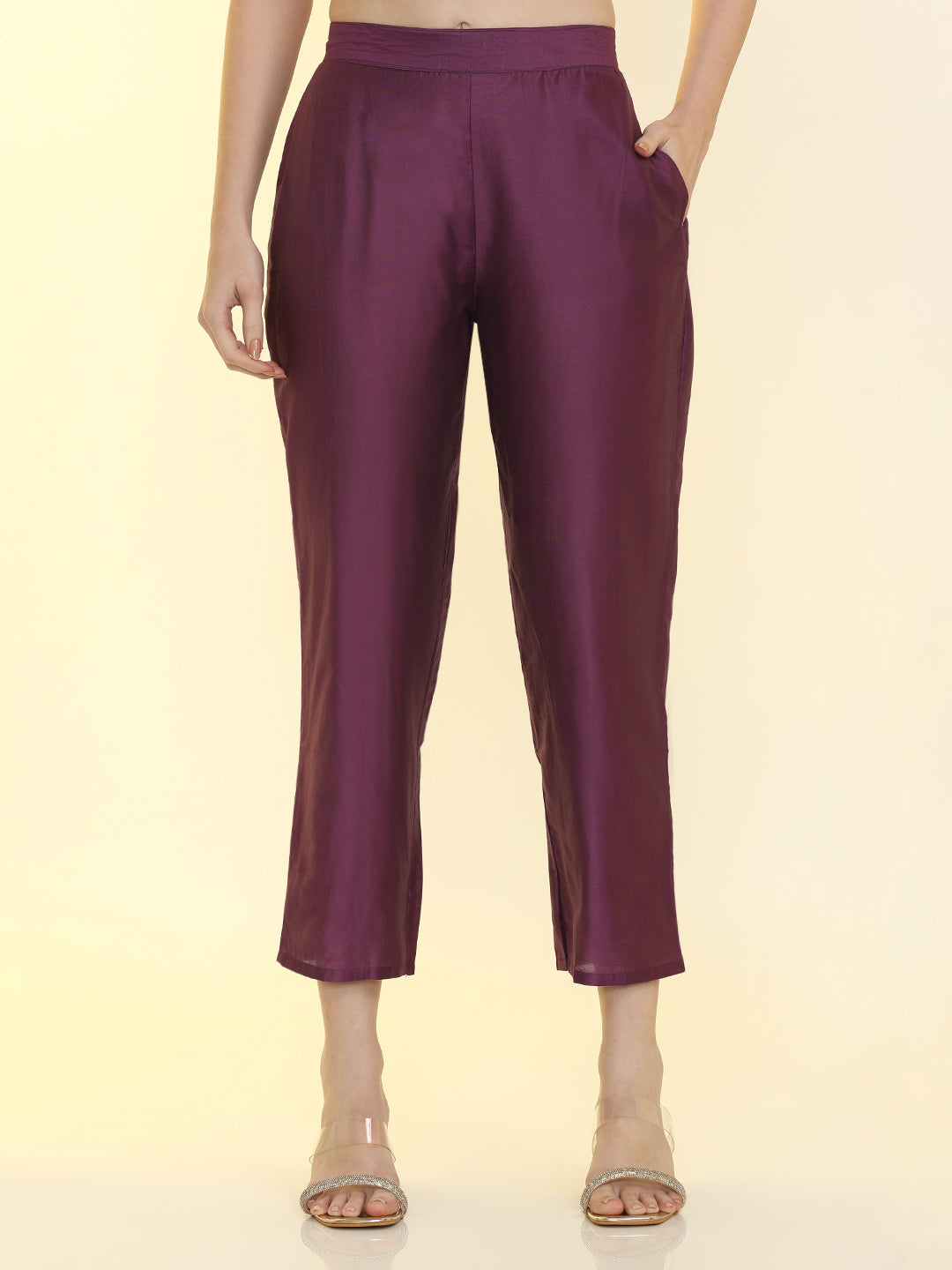 Geometric Embroidered Silk Blend Straight Kurta & Trousers Sets