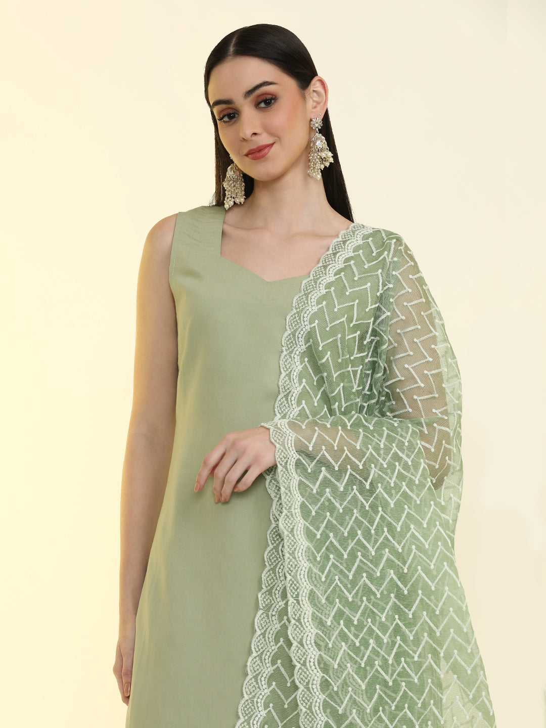 Solid Straight Silk Blend Straight Kurta & Trousers Sets