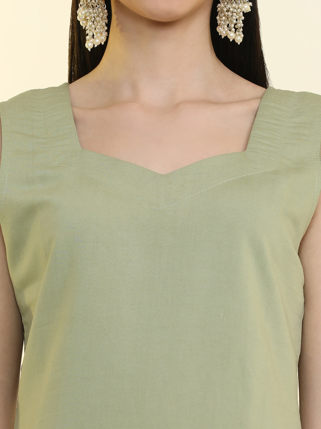 Solid Straight Silk Blend Straight Kurta & Trousers Sets