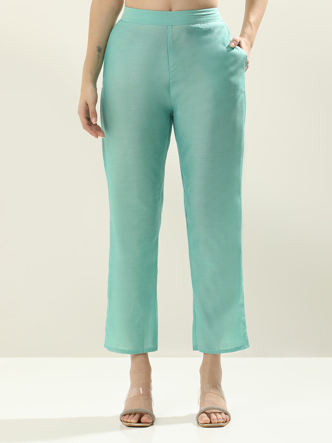 Floral Embroidered Silk Blend Straight Kurta & Trousers Sets