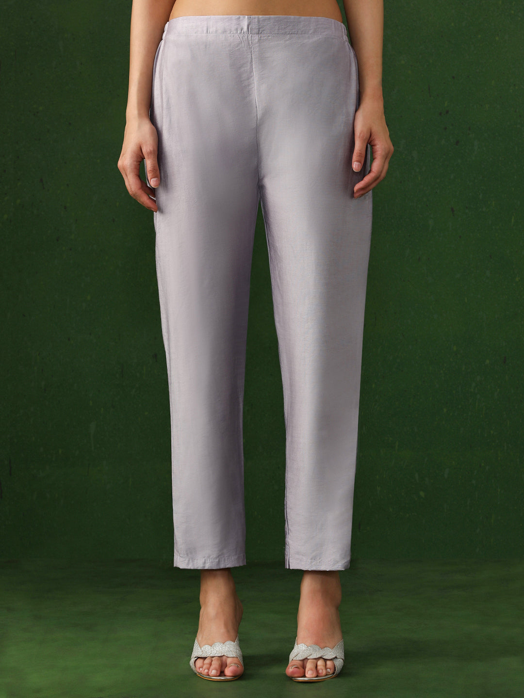 Floral Embroidered A-Line Chinon Kurta & Trousers Sets