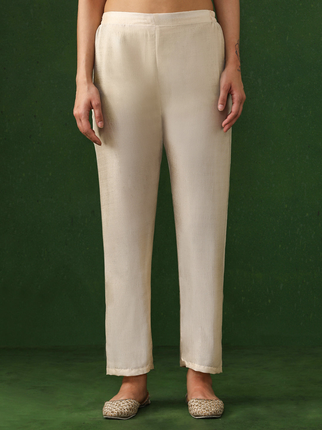 Floral Embroidered A-Line Silk Blend Kurta & Trousers Sets