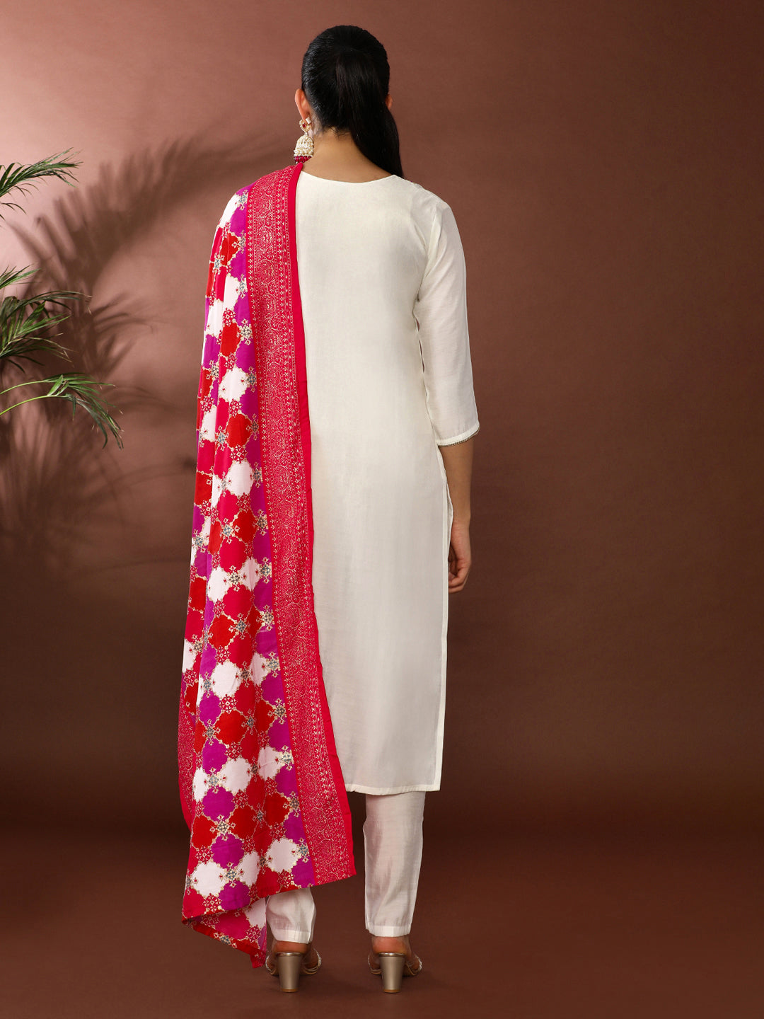 Floral Embroidered Poly Silk Kurta & Trousers Sets