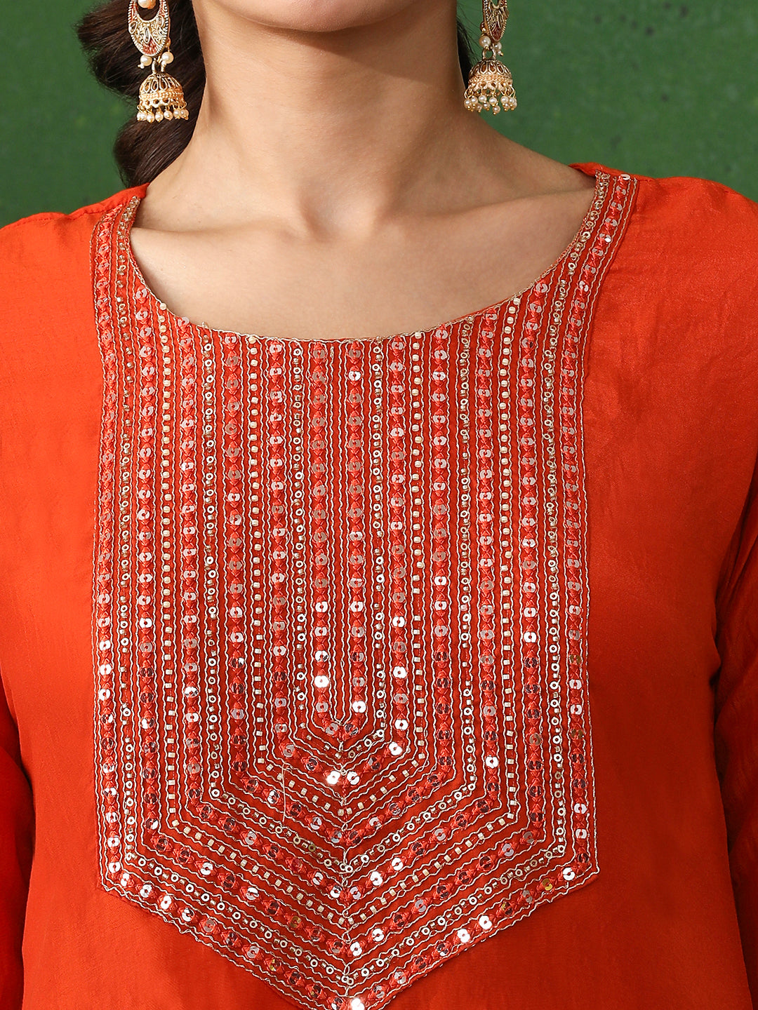 Floral Embroidered A-Line Pure Silk Kurta & Trousers Sets