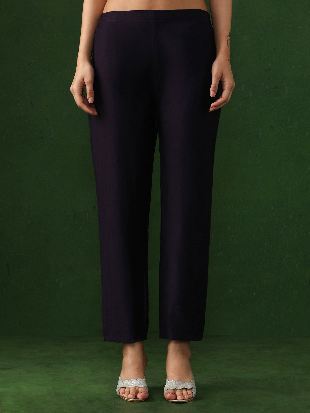 Floral Embroidered A-Line Chinon Kurta & Trousers Sets