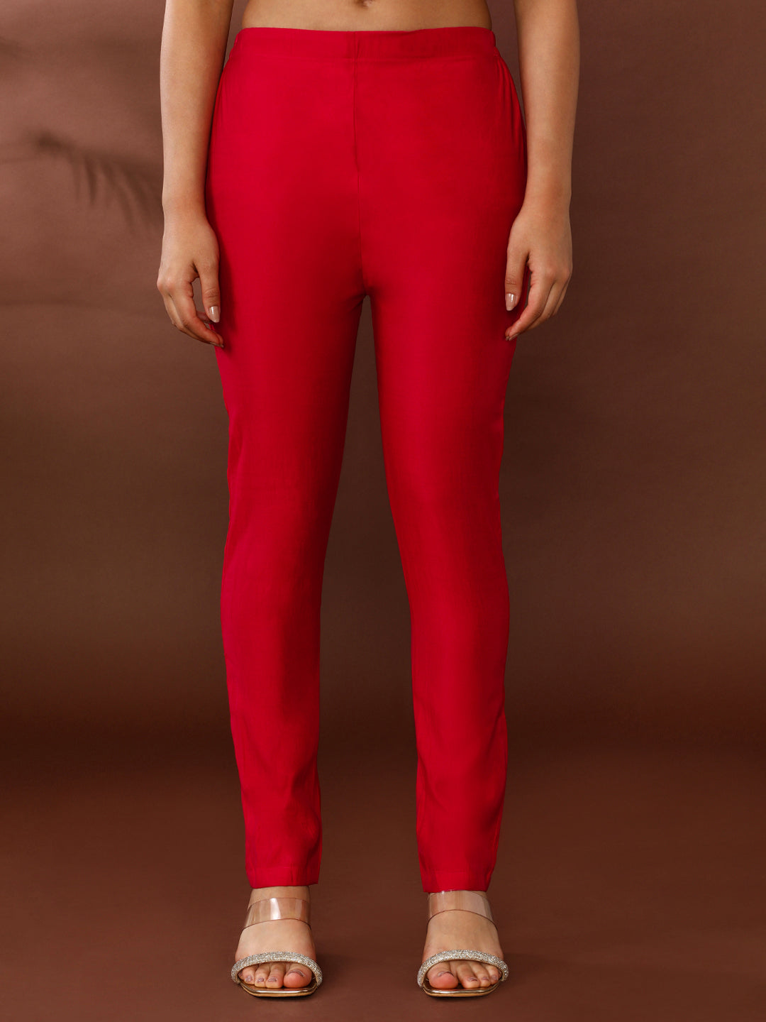 Solid Embroidered Chinon Kurta & Trousers Sets