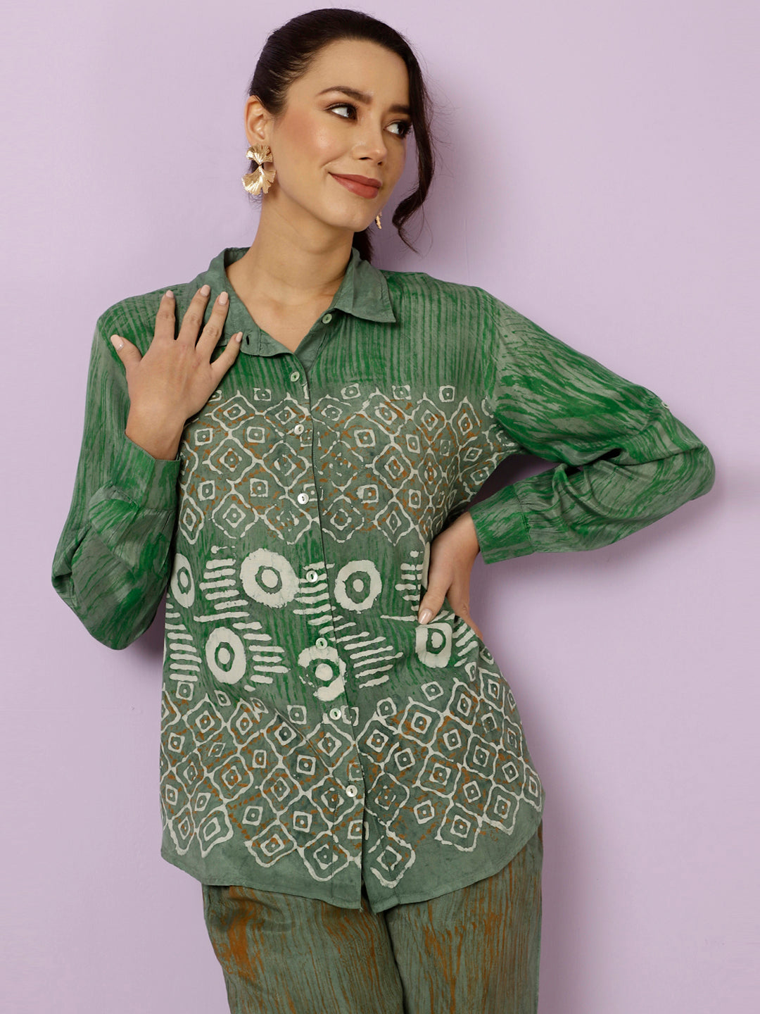 Hand Tie-Dye Bagru Printed Office Co-ord Set