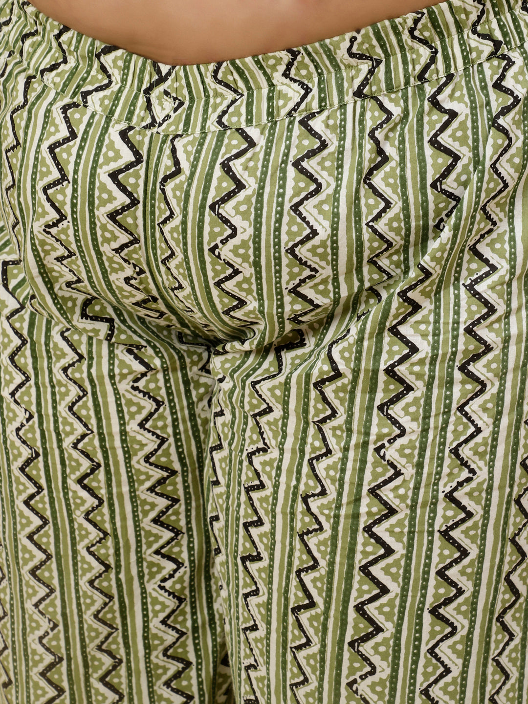 Plus Size Green Ethnic Printed Kurta With Printed Afghani Salwar