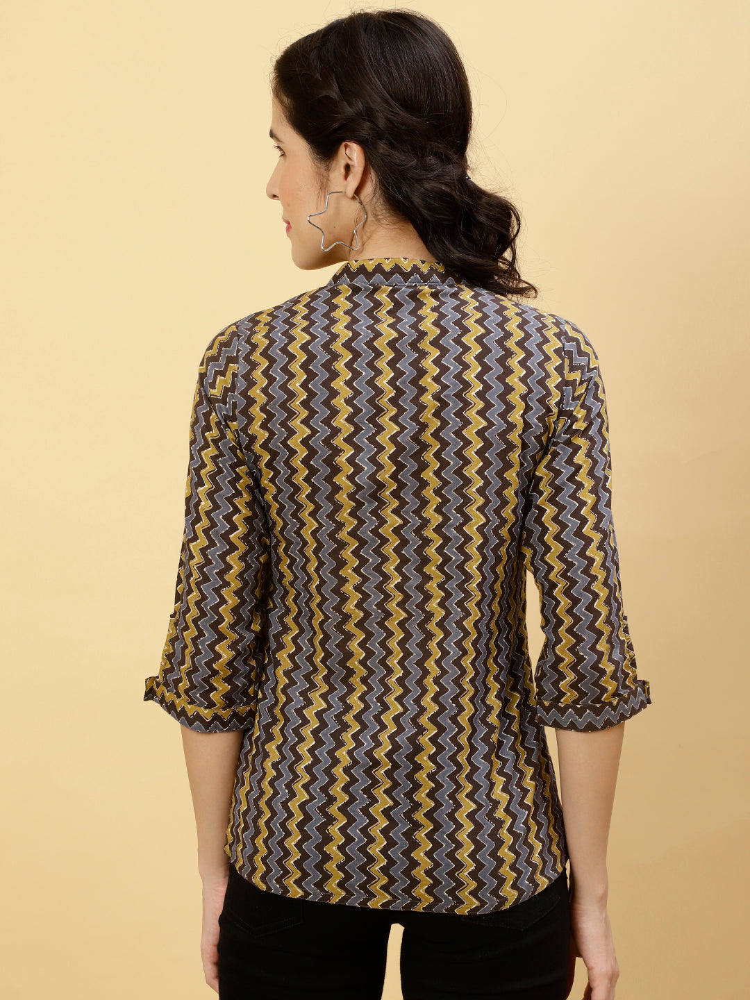 Charcoal Zig-Zag Printed Top