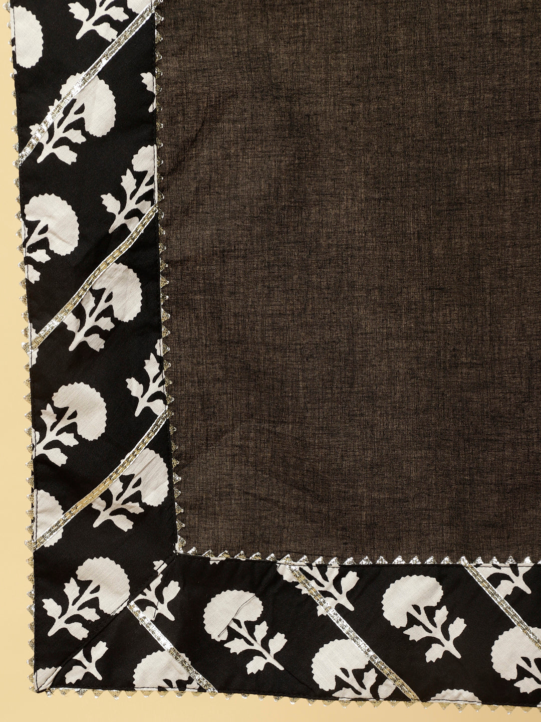 Ethnic Printed Black Short Kurti With Skirt And Dupatta