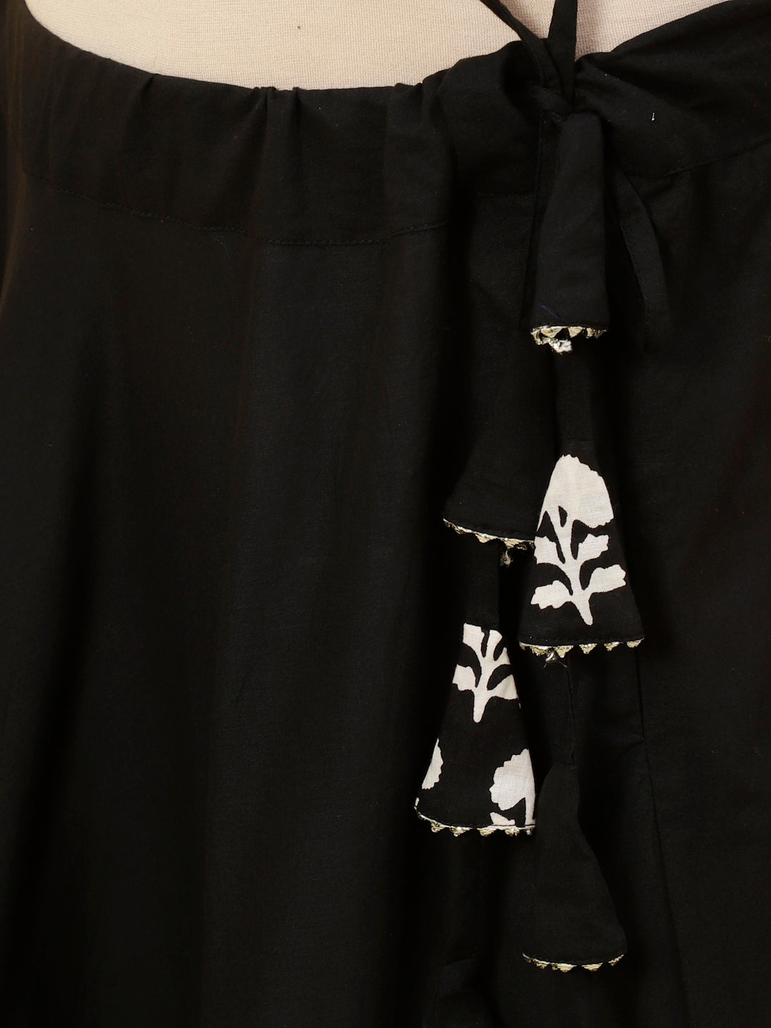 Ethnic Printed Black Short Kurti With Skirt And Dupatta