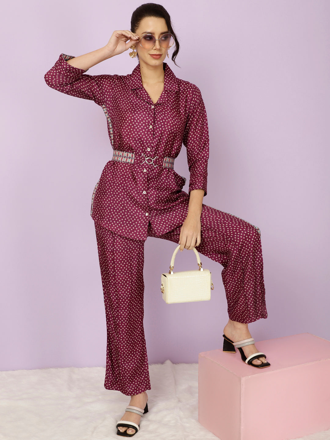 Bandhani Printed And Embroidered Festive Co-ord Set