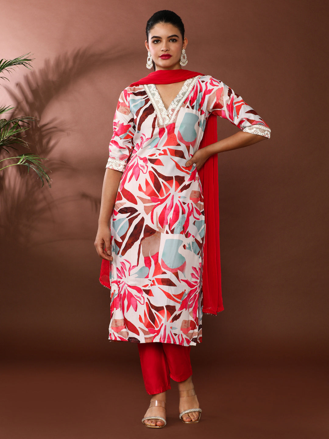 Floral Embroidered Kurta & Trousers Sets